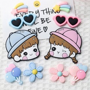 Cute Cartoon Boy Girl Couple DIY Accessories Mobile Phone Shell Patch Birth Certificate Slippers Decoration Patch