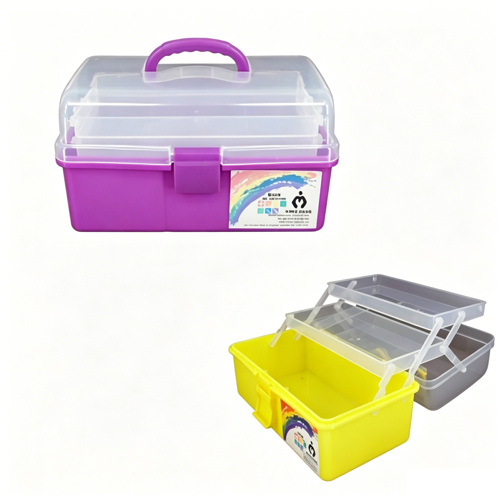 Caja Botiquín de Medicamentos Portátil de Doble Capa de Plástico PP para Medicamentos