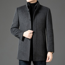 品牌羊毛夹克男士立领中山装爸爸毛呢外套中式可拆卸毛领内胆夹克