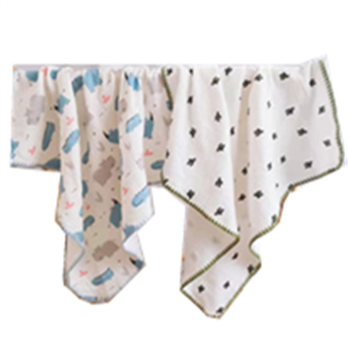 4-layer gauze cotton candy throw blanket, shell edge terry cloth printed baby bath towel, infant kindergarten gift children's blanket