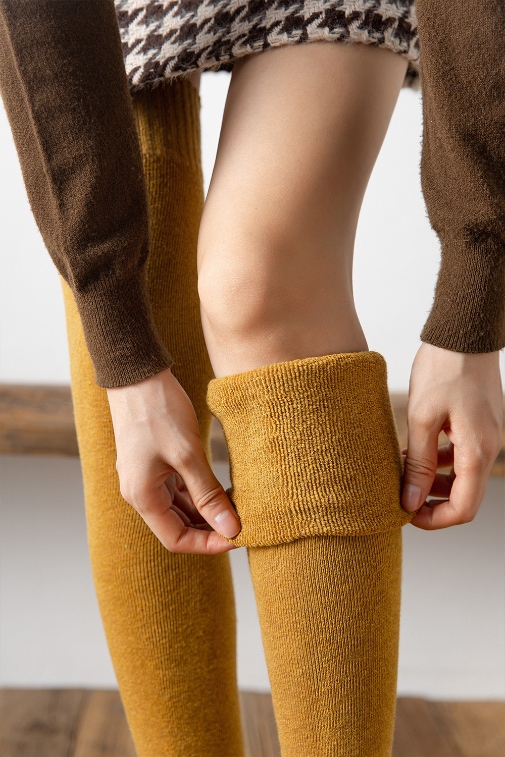 Calzini da donna autunnali e invernali sopra il ginocchio calzini da coscia caldi calzini in spugna calzini lunghi da donna in cotone calzini spessi al ginocchio in stile giapponese_voghion.com