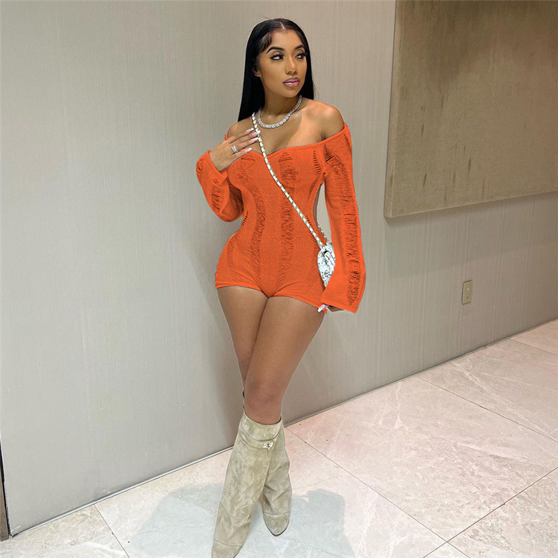 Estilo europeo y americano 2024 nueva primavera ropa de las mujeres moda ripped sexy Low Cut perspectiva backless alta cintura delgada mono