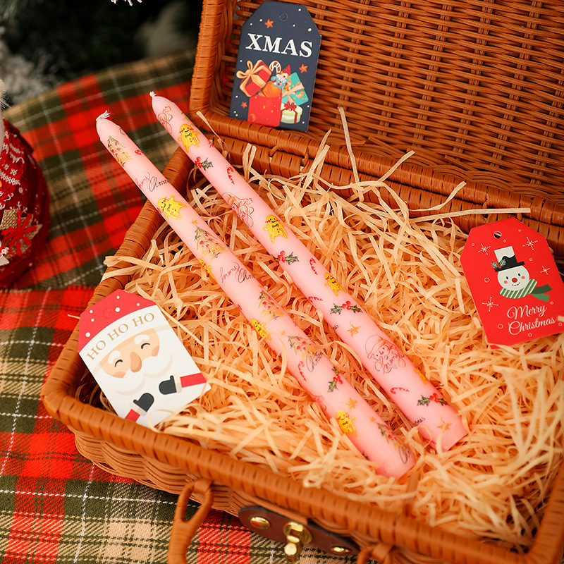クリスマス香りキャンドルヨーロッパプリントロングロッドワックス漫画かわいい雰囲気の装飾品ホーム撮影装飾|undefined