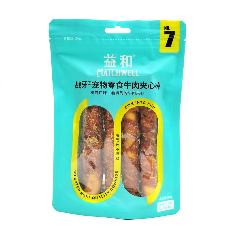 Палочка для прорезывания зубов Yihe, собачьи лакомства, куриное и утиное мясо, обернутое вокруг сэндвича из воловьей кожи, кольцо-кольцо, жевательная палочка для маленьких, средних и больших собак, 200 г