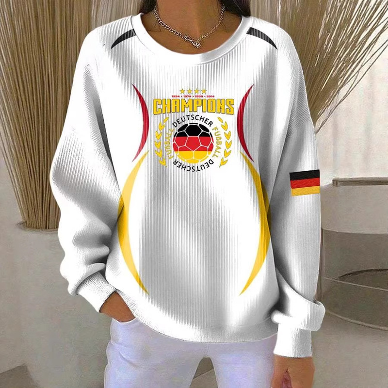 Deutscherfussball Four-Star Champion Football T-Shirt World Cup Fan Style Round Neck Long-Sleeved Sweatshirt Wholesale Deutscherfussball Four-Star Champion Football T-Shirt World Cup Fan Style Round Neck Long-Sleeved Sweatshirt Wholesale