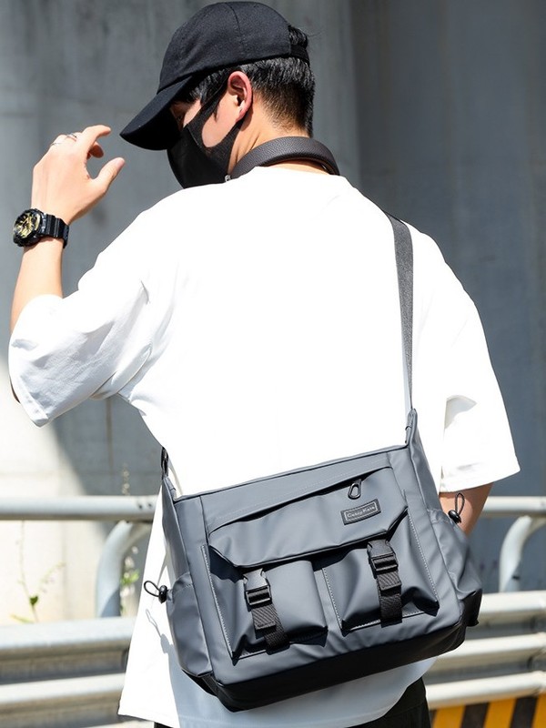 男性用大容量運動機能風シングルショルダーバッグ登山工装バッグ自作街頭デザイン斜めショルダーバッグ|undefined