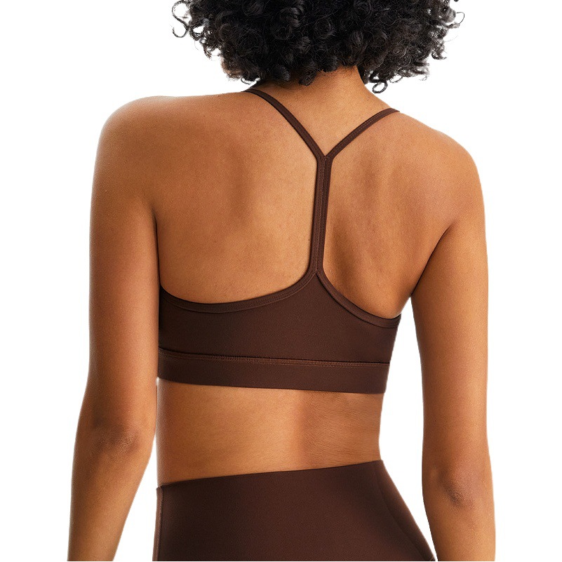 Ropa interior deportiva de lycra para mujer, ropa de yoga de fitness desnuda y cepillada, chaleco, sujetador de espalda con tirantes que absorben la humedad