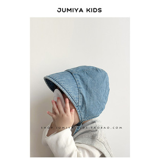 ins trendy cool baby boy hat spring and autumn thin earmuffs newborn sun-proof autumn lace-up pullover hat