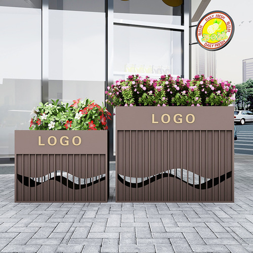Outdoor stainless steel flower box, courtyard flower box set, iron fence flower stand, sales office square flower bed, garden flower trough