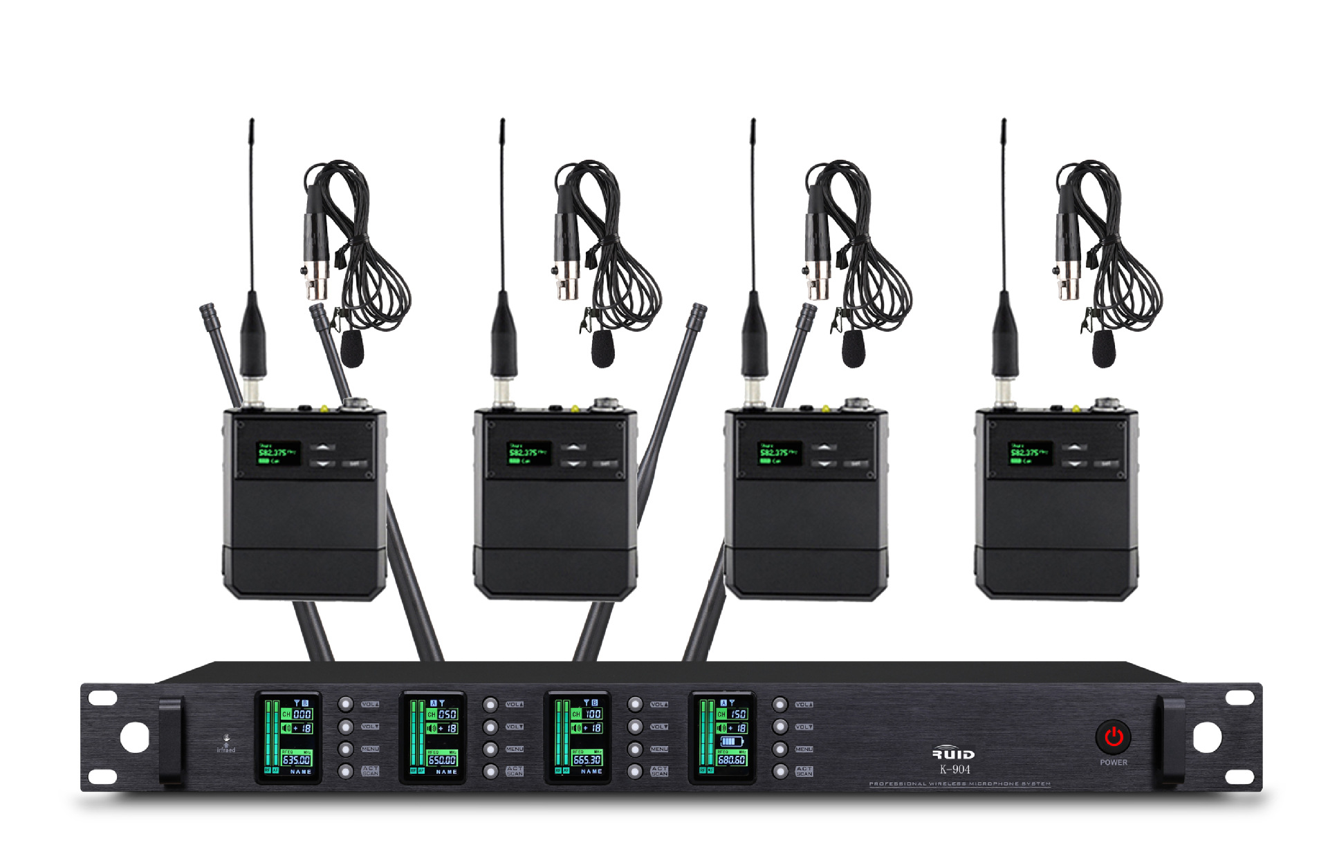 锐迪/RUID K-904专业无线领夹话筒一拖四领夹麦克风演出主持话筒
