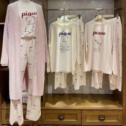 Spring and Summer new cute bear ice cream modal cotton couple pajamas home wear suit wholesale