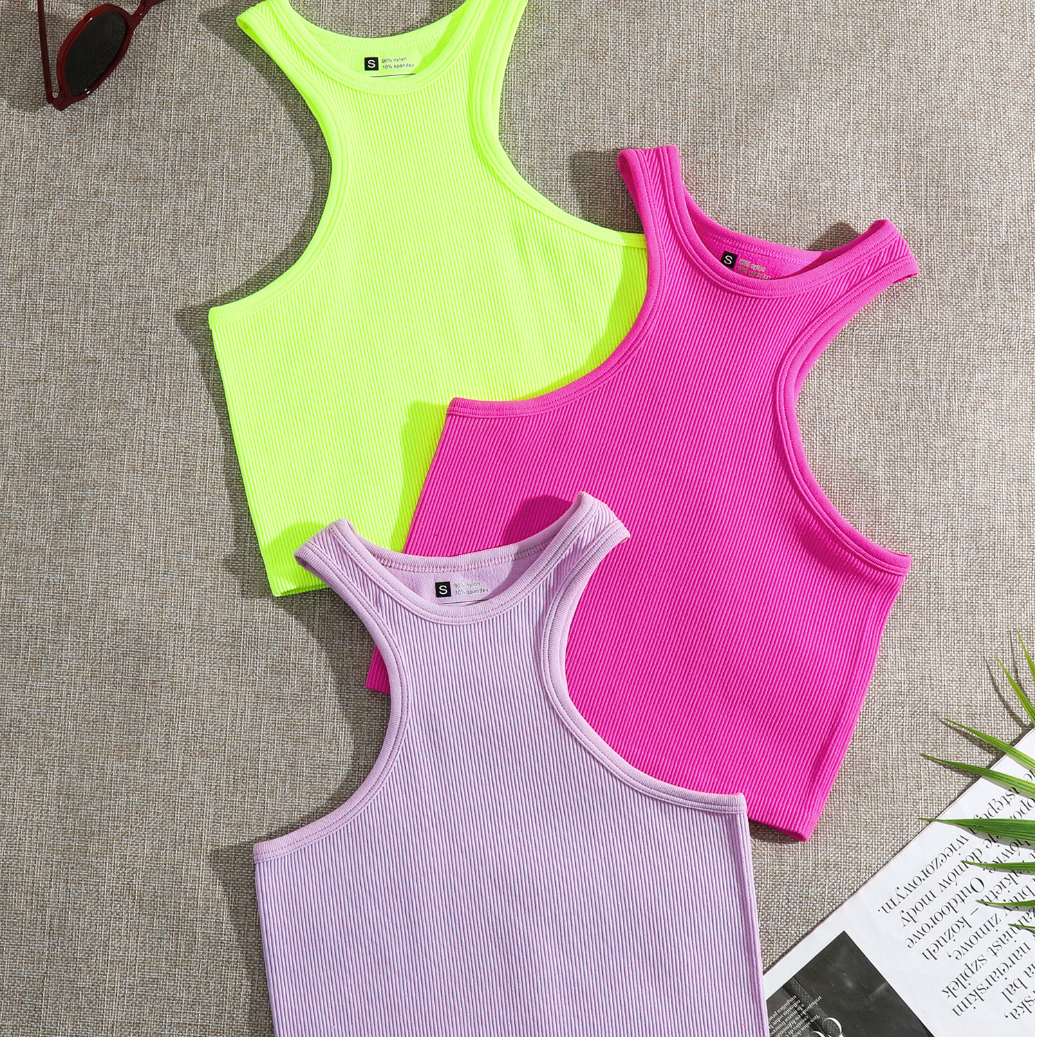 Women's Simple Style Stripe Nylon Round Neck Active Tops Bra Vest display picture 6