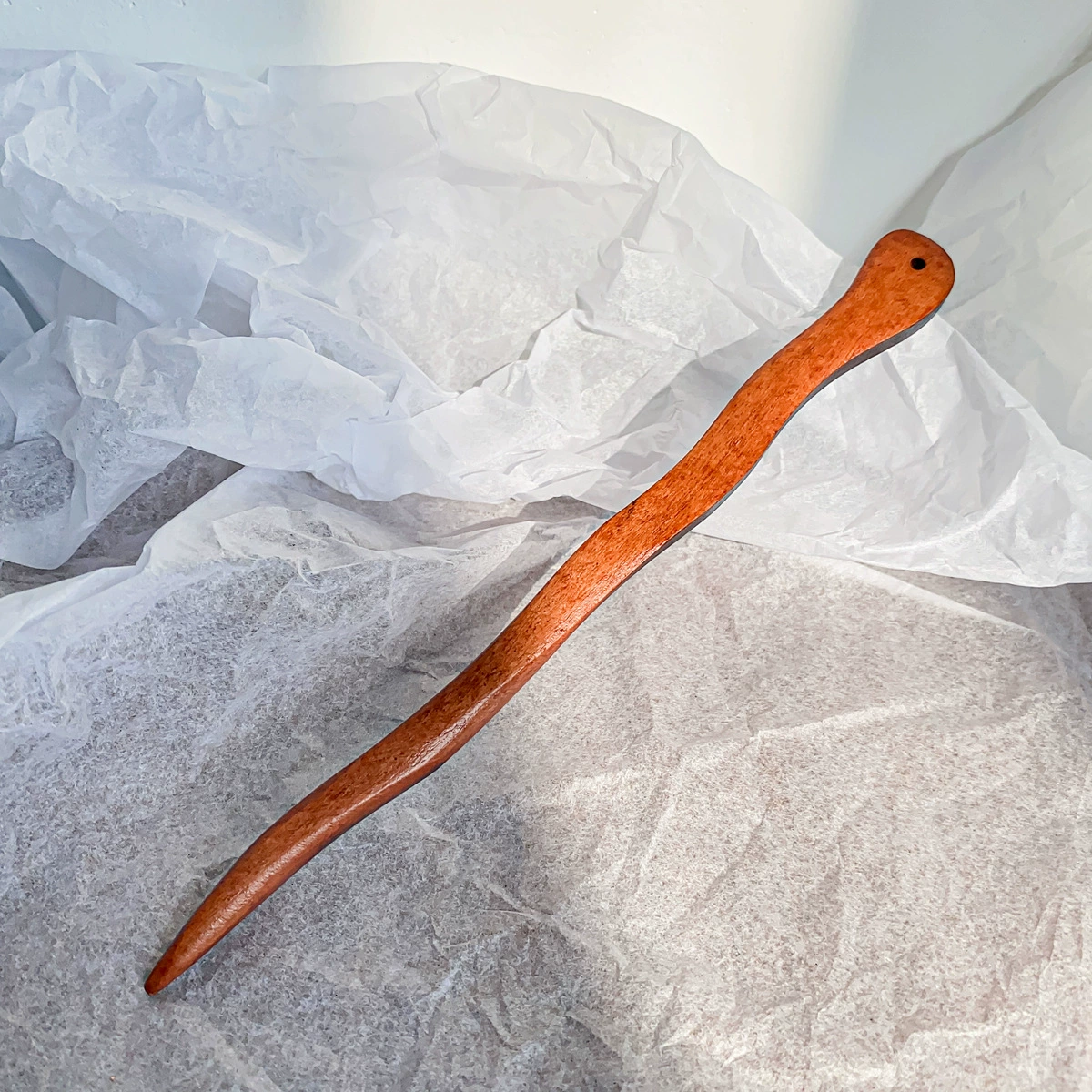 Chinese-style Hairpin, Ebony Sandalwood, 20 cm, Modern Elegant Floral Design