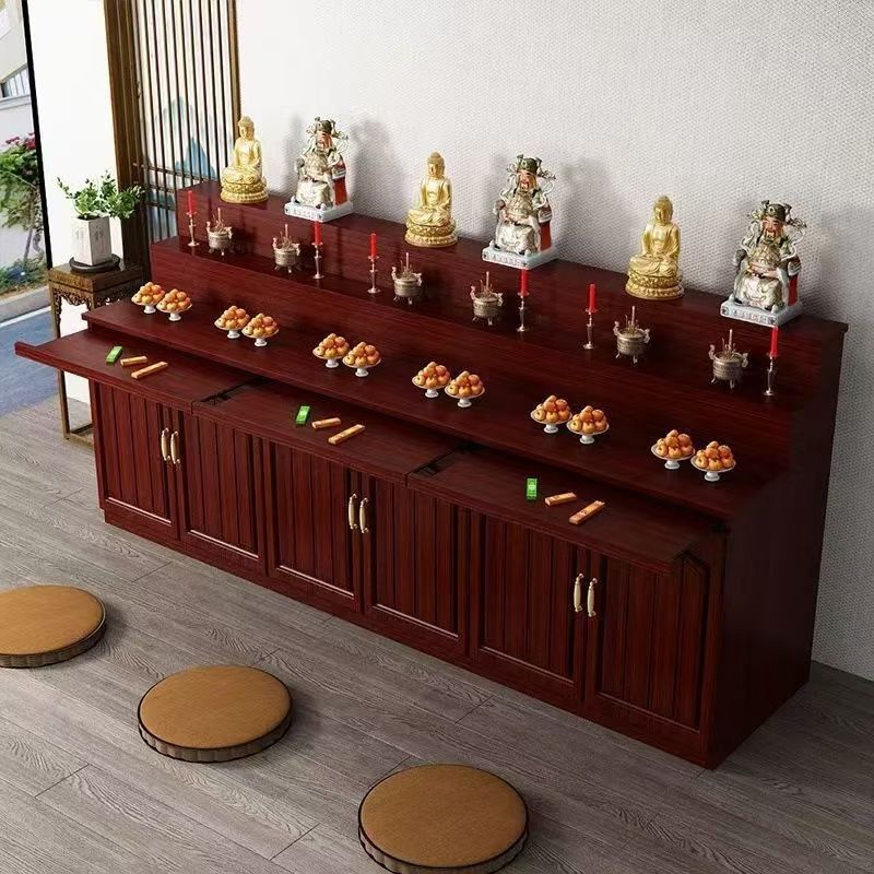 Buddhist Altar Table with Cabinet for Offering, Buddhist Table, Shrine, New Chinese-Style Offering Table, Three-Tier Buddha Statue Cabinet, Self-Assembly Cabinet