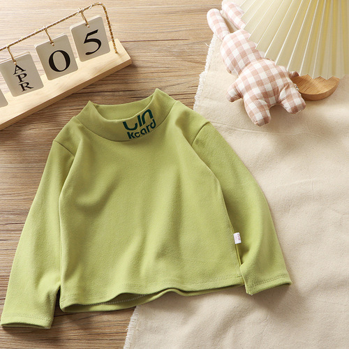 Children's single top German velvet stretch warm clothes for boys and girls baby long-sleeved turtleneck bottoming shirt autumn and winter trendy wholesale