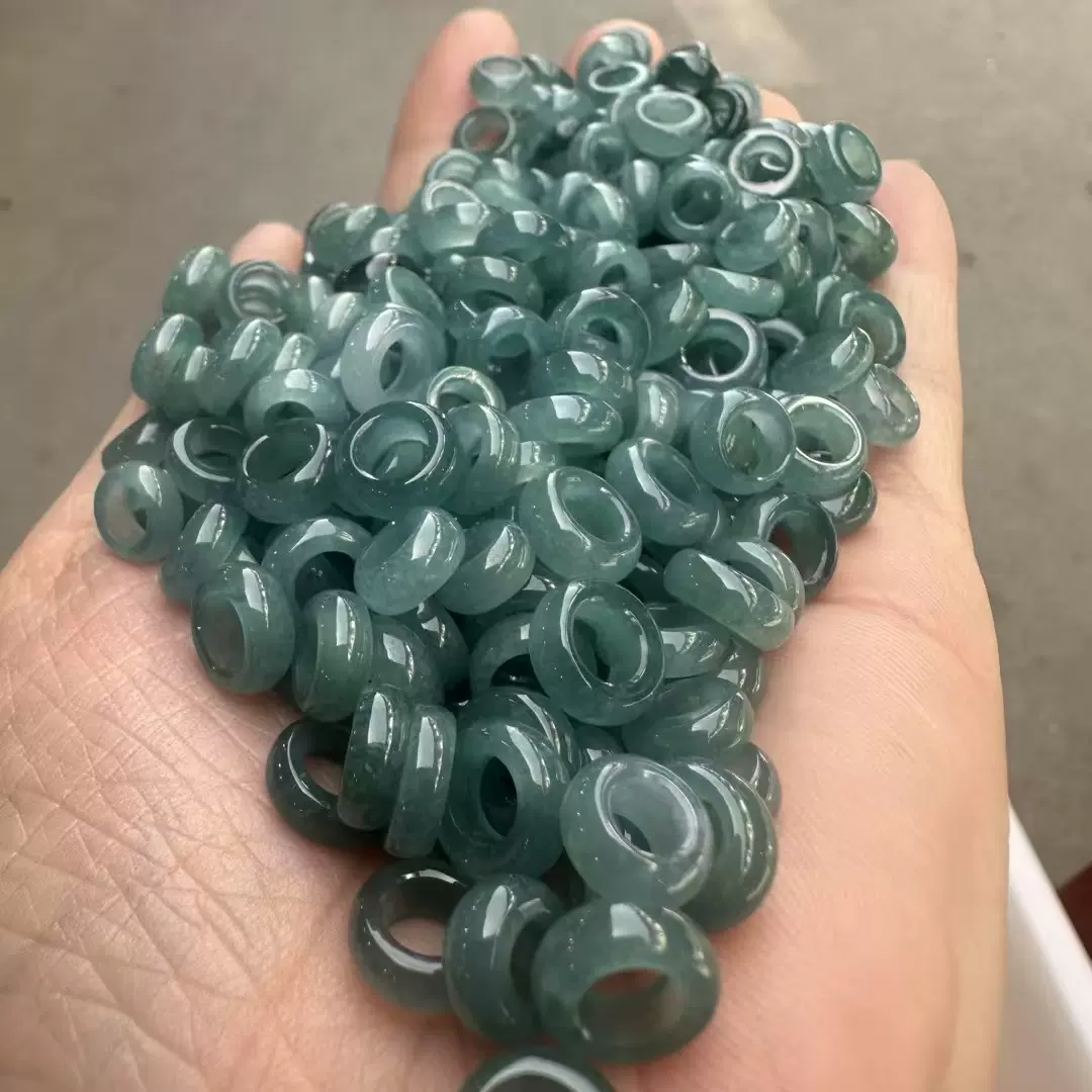 天然翡翠跑环配饰 DIY配串设计种水好玉质细腻 A货翡翠玉石批发