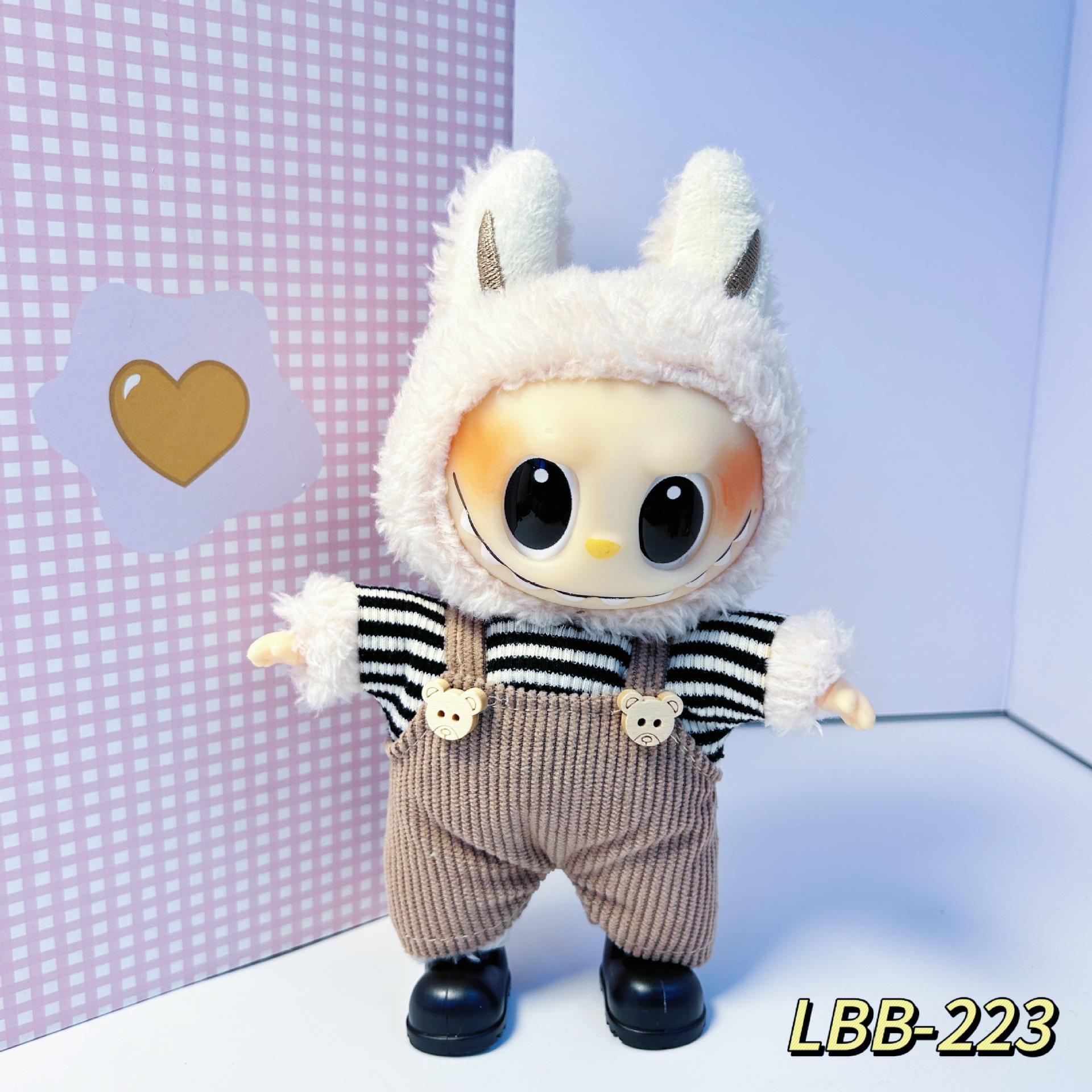 Labu bob11 ropa de muñeca labubu 15cm muñeca de marea osos pantalones 10cm conjunto bjd image 16