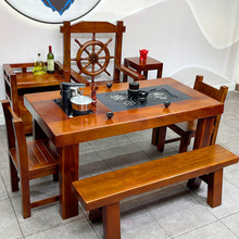 小户型茶几桌客厅家用实木阳台茶桌椅组合功夫船木小茶台简约茶庄