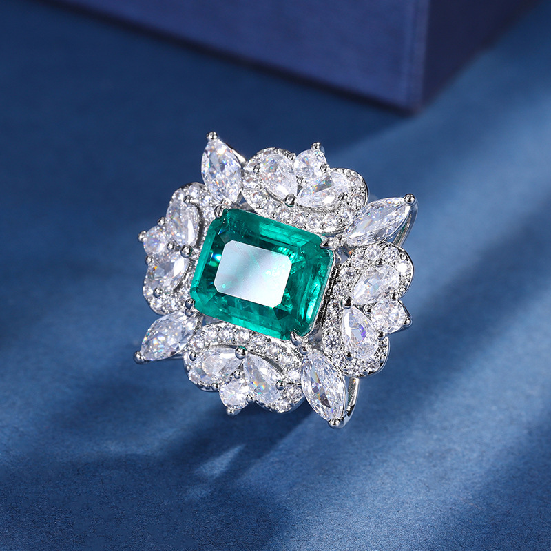 Zhuang Sheng joyería cobre Fondo chapado en oro Nueva simulación abuela verde rectangular luz textura de lujo traje 10*12-7*9