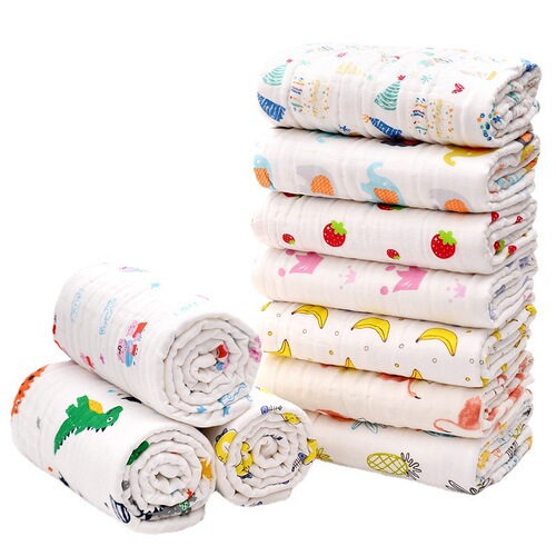 New cotton type A gauze bath towel Six-layer gauze newborn baby absorbent cover blanket soft printed baby bath towel
