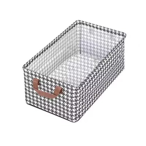 New steel frame supported houndstooth grid-less storage box pants storage artifact bedroom finishing fabric storage box