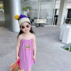 Fashionable Strap Princess Dress Summer Set New Korean Style Charming Cute Backless Dress for Girls, Small Children, Dropshipping One Piece