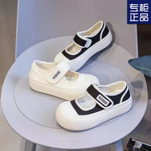 Mary Jane Women's Shoes 2024 Summer Explosions Ugly Cute Velcro Canvas Design Sense Thick Sole Casual White Skate Shoes