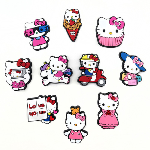 Crocs shoe flower PVC cartoon shoe buckle accessories cute KITTY cat shoe decoration decorative shoe flower shoe buckle set