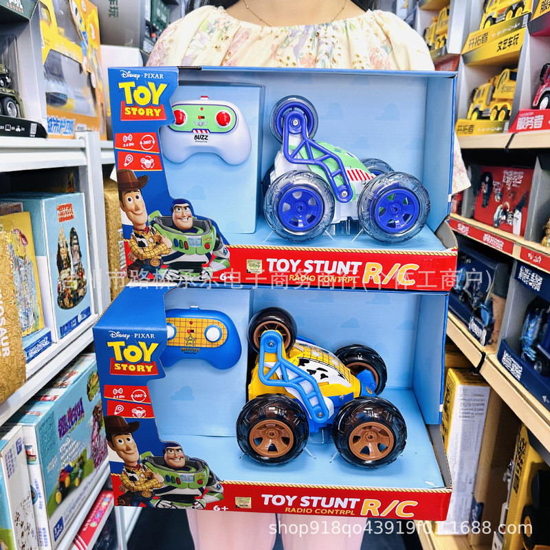 Authentic Toy Story Woody and Buzz Lightyear Remote Control Stunt Tumbling Car Electric Racing Car Gift for Boys and Children