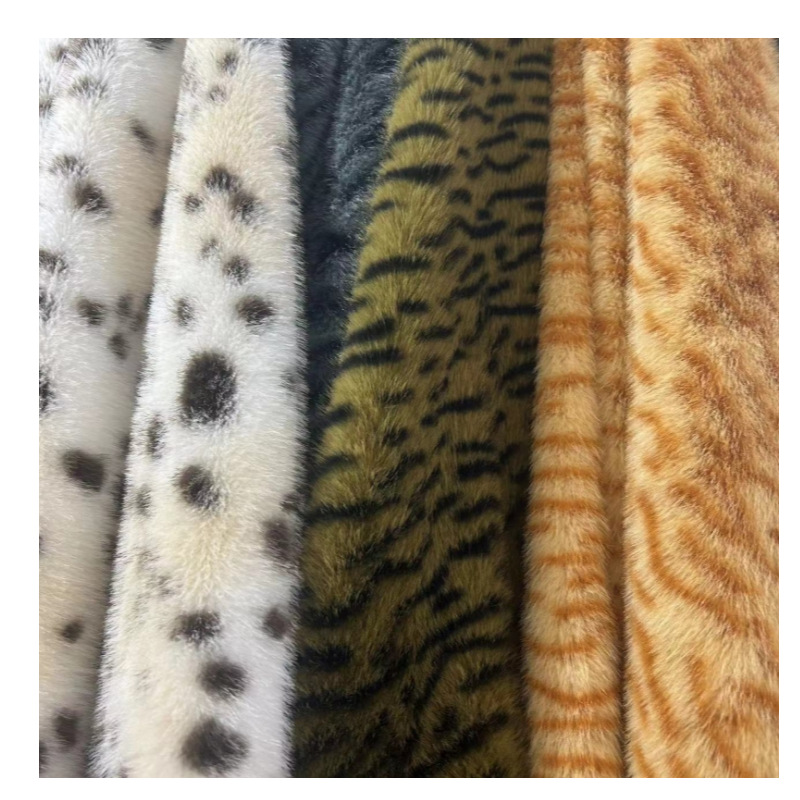 750g de pelo de conejo pequeño visón jacquard estampado de leopardo patrón de ciervo alto bajo abrigo abrigo bolsa tela de juguete en stock