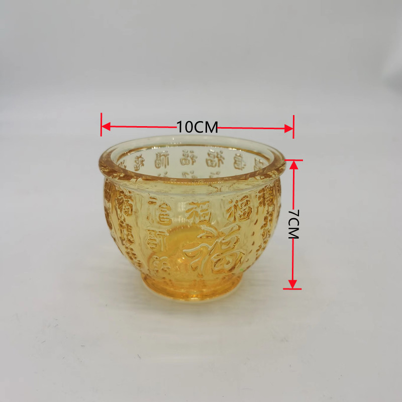 批發黃水晶百福缸擺件創意福袋存錢罐送朋友辦公桌客廳酒櫃裝飾品