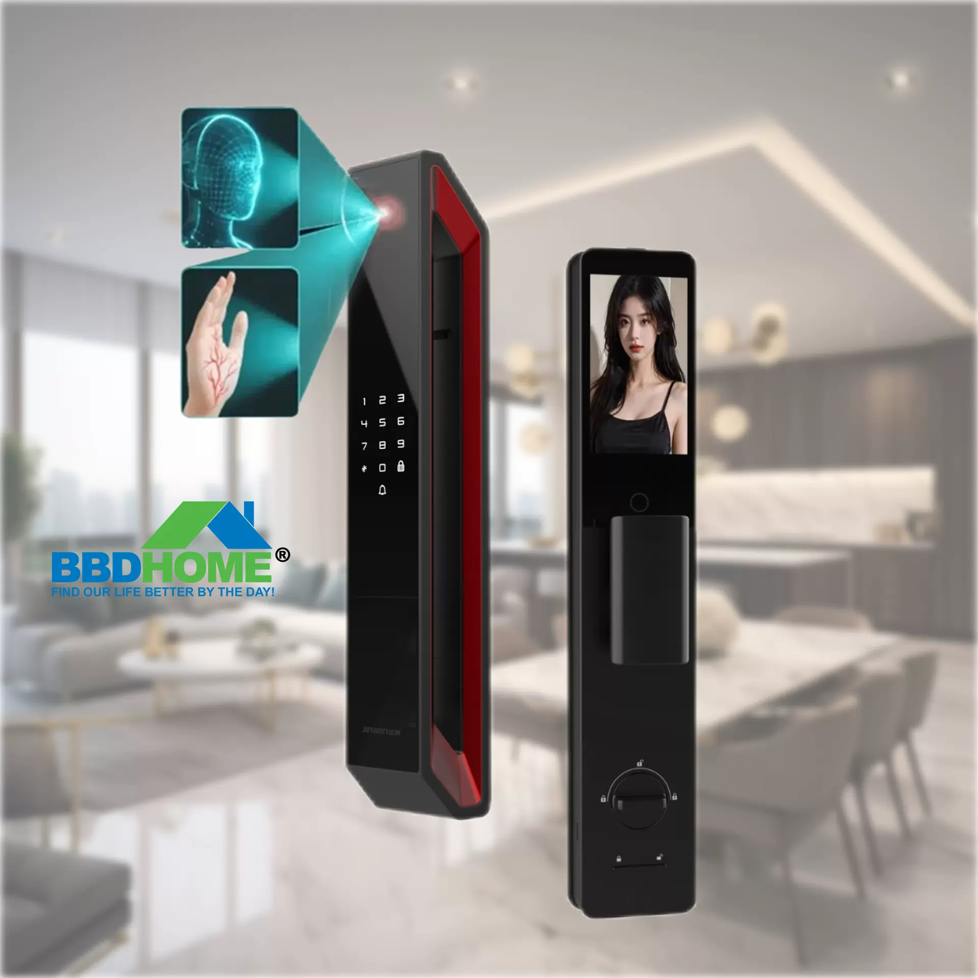 3D人脸之指纹内置屏幕遥控解锁涂鸦WiFi带摄像头数字电子智能门锁