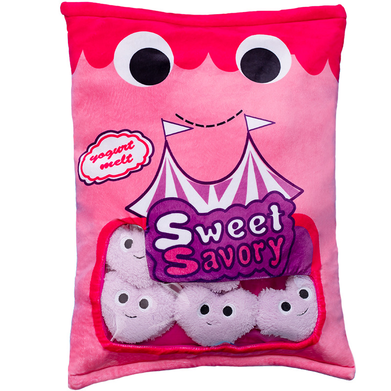 Transfronteriza una bolsa de galletas amor frijoles solubles snack almohada murciélago lleno de juguetes de peluche una bolsa de murciélago Muñeca