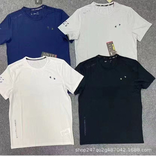 Round Neck Ice Silk Short-Sleeved T-Shirt for Men, Summer Sports Running Fitness Training Clothing, Loose-Fitting Pullover Quick-Drying T-Shirt for Men Round Neck Ice Silk Short-Sleeved T-Shirt for Men, Summer Sports Running Fitness Training Clothing, Loose-Fitting Pullover Quick-Drying T-Shirt for Men