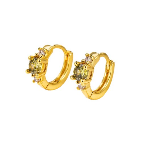 Olive Green Zircon Earrings Ultra Sparkling Mini Exquisite Earrings Fashionable New Chinese Style Commute Matchable 2024 New Arrival