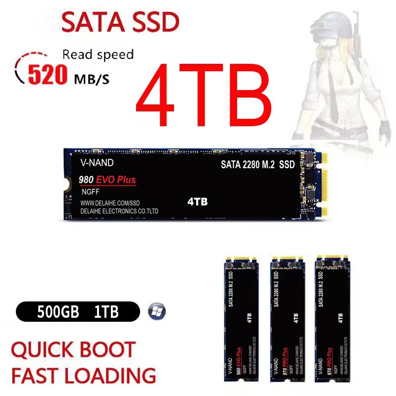 Cross-border foreign trade laptop desktop universal solid-state drive M.2ssd4TB2TB1TB high-speed in stock