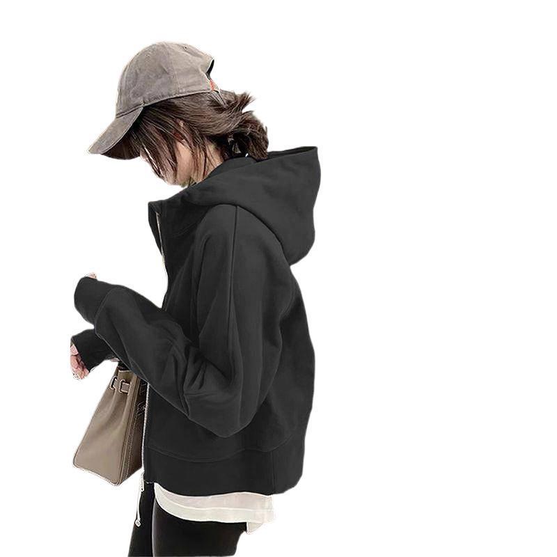 厂家直销初早秋卫衣薄外套女2025新款秋冬季短款连帽拉链休闲开衫|undefined