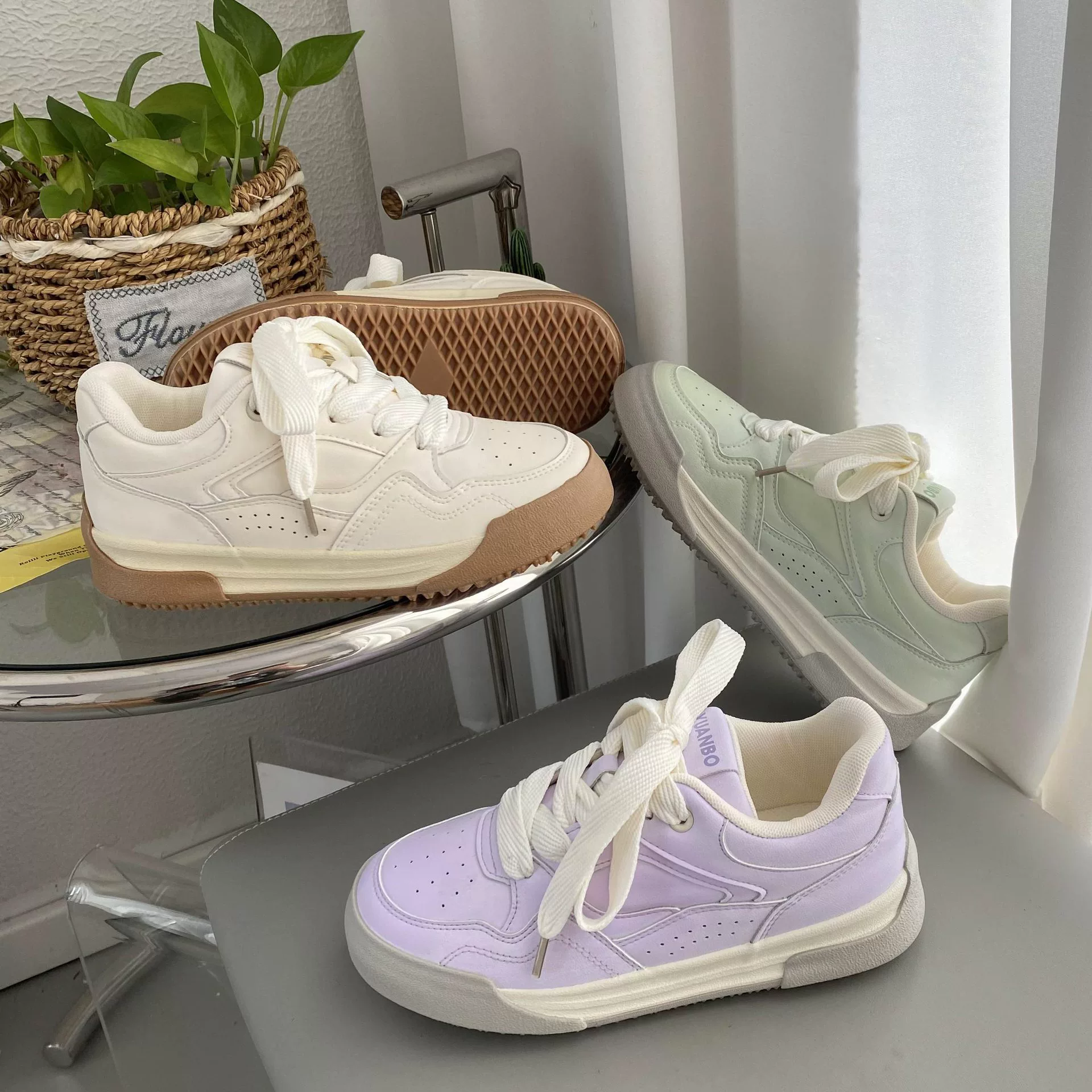 Лавандовый фиолетовый обувь женский 2024 осень с юбкой маленькая белая обувь chic повседневные спортивные кроссовки 5316/5316M