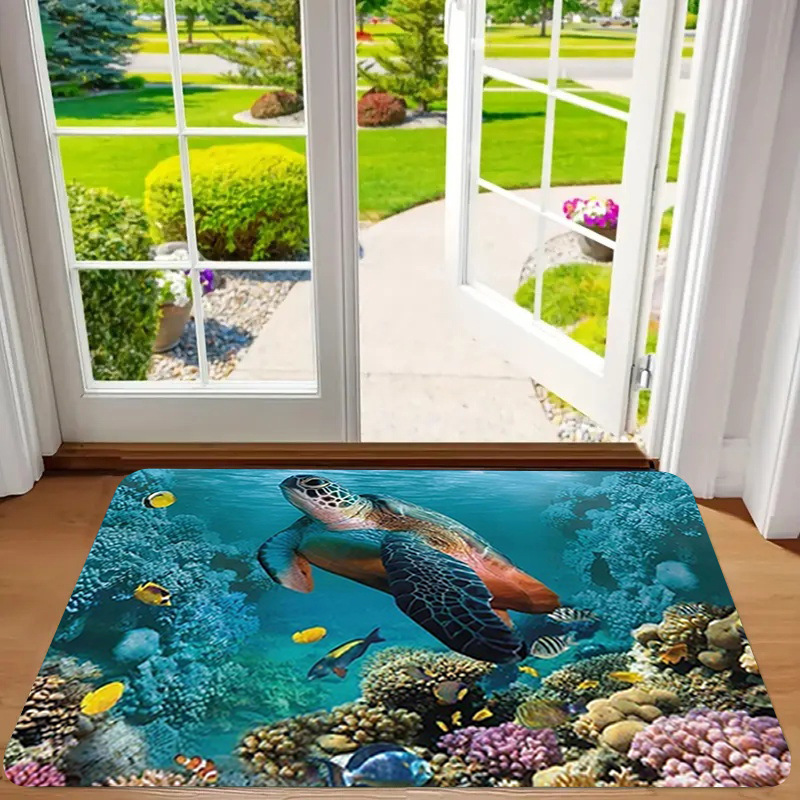 Alfombra de franela estampada, estilo playa, antideslizante, resistente a la suciedad, resistente al desgaste, alfombra para la entrada, dropshipping transfronterizo Y2.