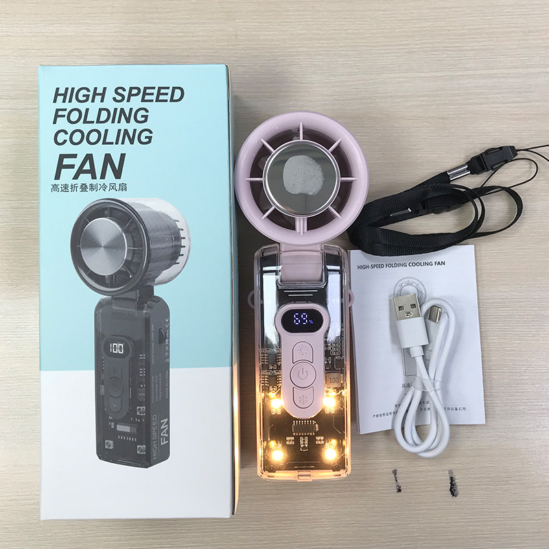 2025 ventilador de mano de hielo de oficina al aire libre portátil USB refrigeración digital de alta velocidad violenta turbina pequeño ventilador