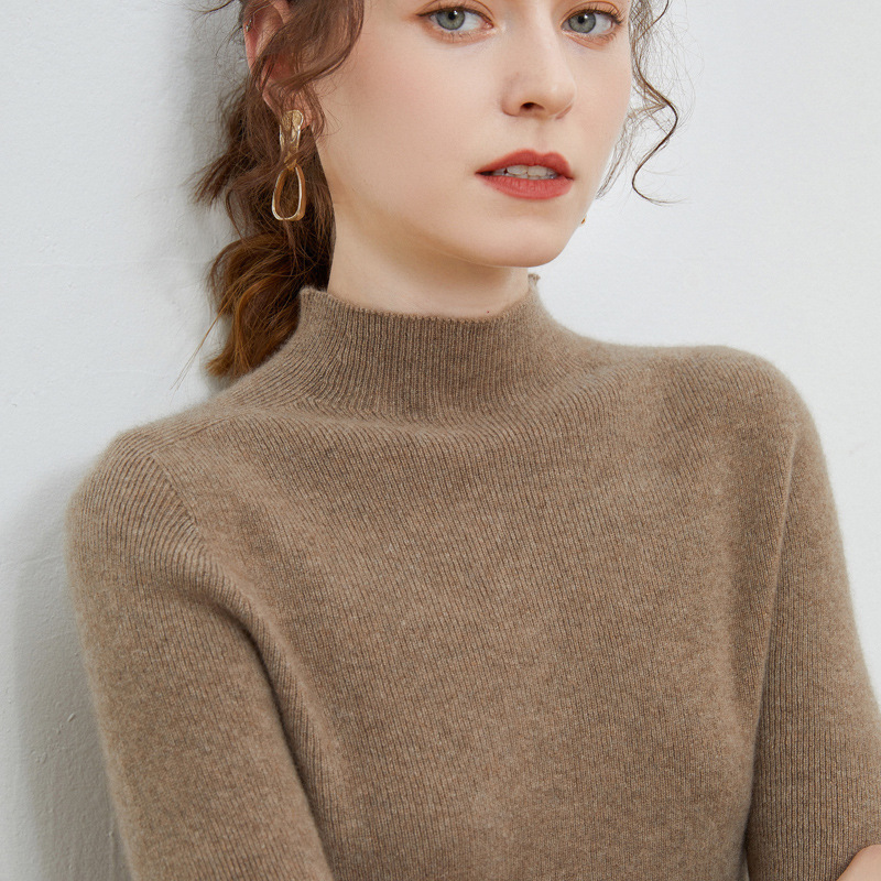 First-Line Garment Wool Sweater Women's Pure Wool Base Shirt Half-High Collar Autumn and Winter Drawdown Sweater Knitted Full Wool Sweater First-Line Garment Wool Sweater Women's Pure Wool Base Shirt Half-High Collar Autumn and Winter Drawdown Sweater Knitted Full Wool Sweater