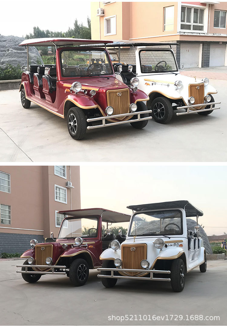 Electric Sightseeing Car, Golf Cart, Campus and Scenic Area Sightseeing Patrol Car, Vintage Car for House Tours, Reception and Transfer Vehicle