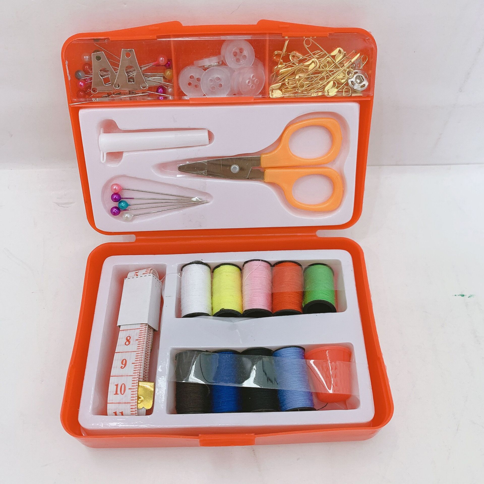 Ciego traje de costura mini portátil kit de herramientas de costura de plástico suministros a medida caja de costura