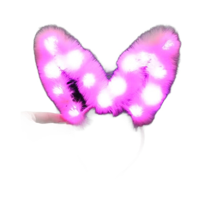 Nueva diadema con orejas de conejo de plumas con luces intermitentes, accesorio para la cabeza súper brillante, horquilla luminosa, popular en atracciones turísticas y puestos callejeros, venta al por mayor.