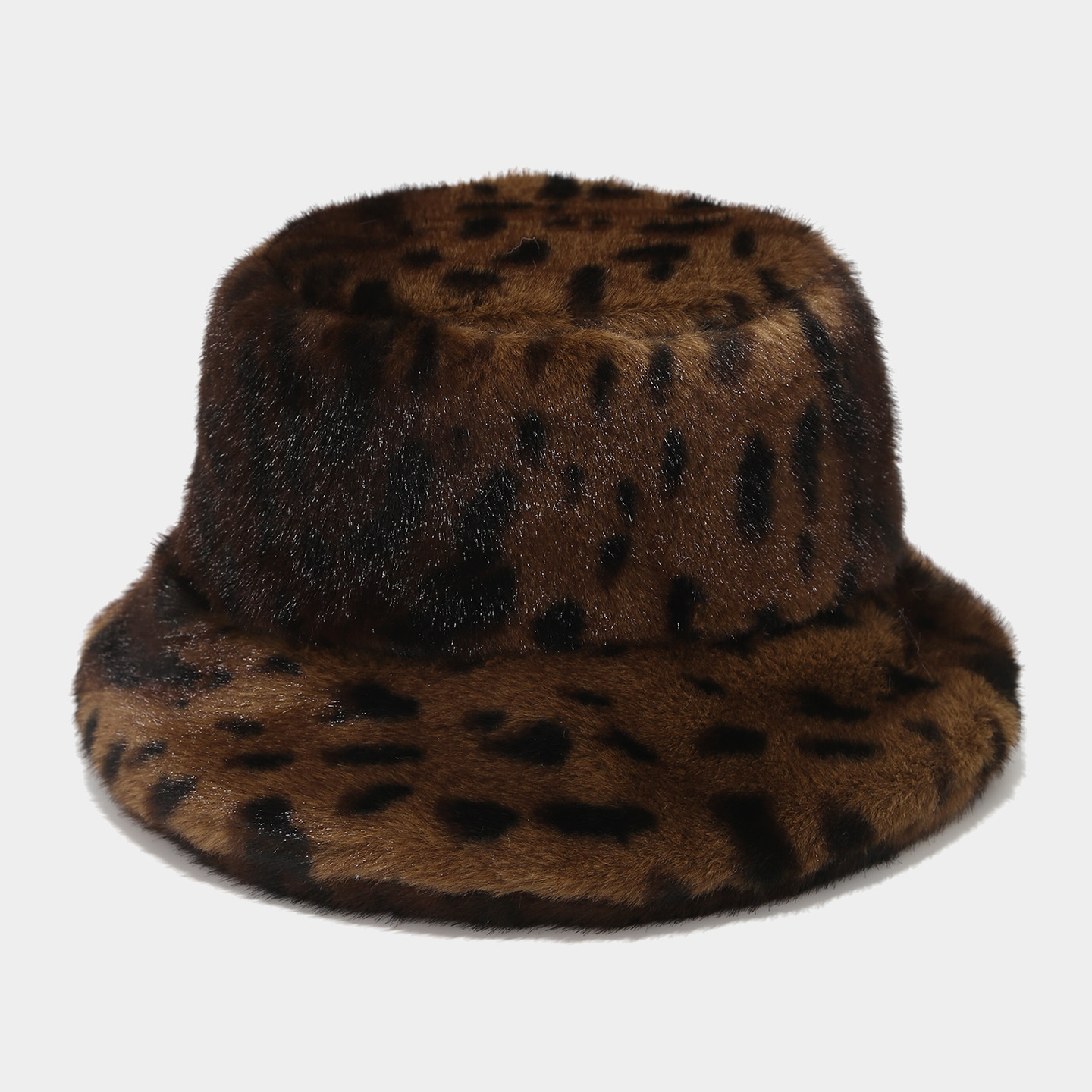 Otoño y invierno sombrero de pescador de moda femenina de estilo americano estampado de leopardo grueso calentamiento sombrero callejero de moda roja imitación sombrero de lana de visón