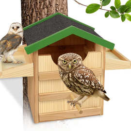 跨境实木鸟窝壁挂式鸟类繁殖箱蜂鸟窝猫头鹰鸽子窝保暖鸟巢喂食器