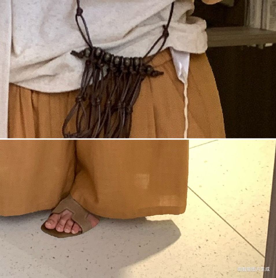 Quần ống rộng nữ vải linen phối cotton dáng suông mùa hè — Xám gạo, Xanh xám nhạt, Xanh đen, Cam bí ngô chi tiết 10