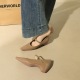 761 French pointed patent leather Mary Jane shoes with a sloping heel and a straight buckle with a shallow mouth, suitable for commuting. Single shoe