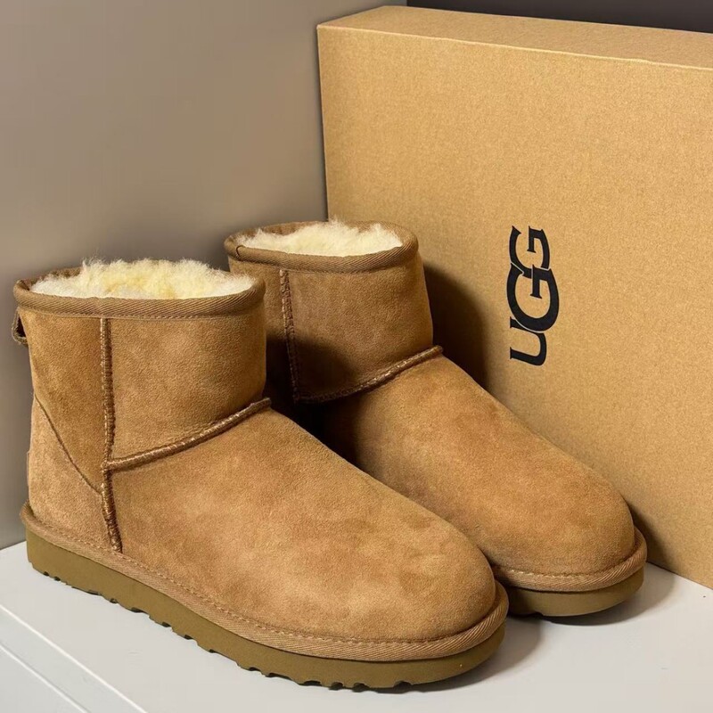 Cross-border Putian genuine leather fleece-lined snow boots for women, new winter low-top short boots, fashionable flat-soled women's shoes, thickened cotton shoes