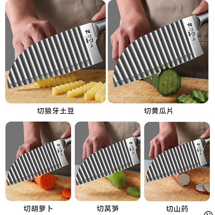 Cuchillo de patata ondulado comercial 304 acero inoxidable multifuncional cuchillo de cocina nuevo lienzo de cocina